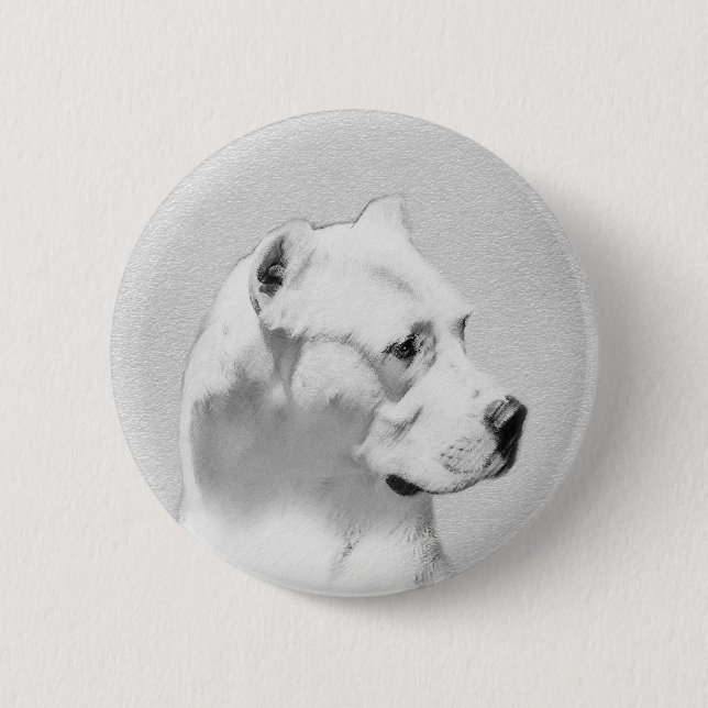Badge Rond 5 Cm Tableau Dogo Argentino - Art Chien original (Devant)