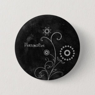Badge Rond 5 Cm Tableau noir et blanc avec nom