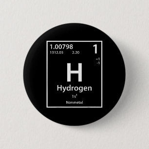 Badge Rond 5 Cm Tableau périodique de l'élément chimique de l'hydr