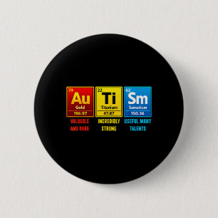 Badge Rond 5 Cm Tableau périodique des éléments de l'autisme Sensi