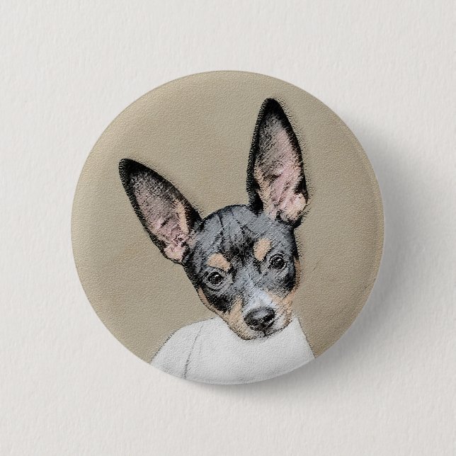 Badge Rond 5 Cm Tableau Rat Terrier - Cute Original Chien Art (Devant)