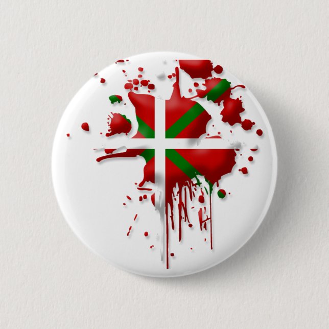 Badge Rond 5 Cm tâche drapeau Basque Euskadi (Devant)