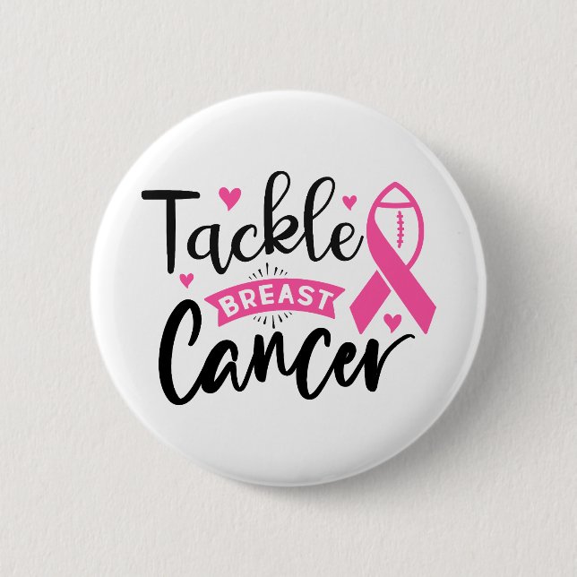 Badge Rond 5 Cm Tackle Breast Cancer Awareness (Devant)