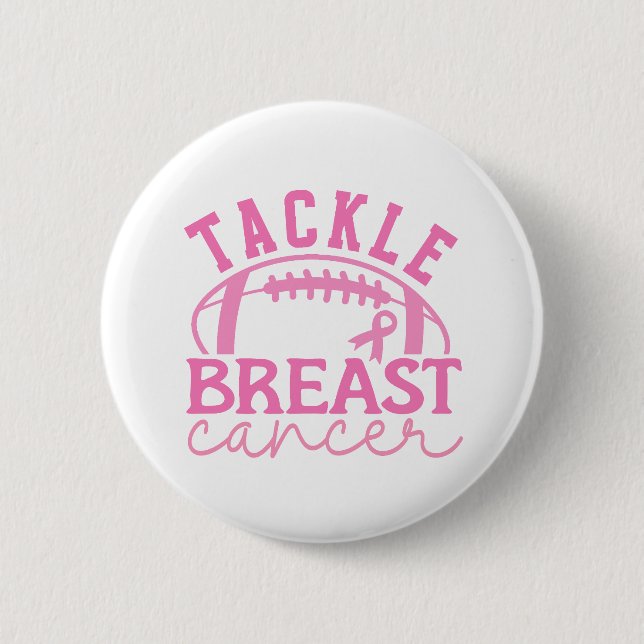 Badge Rond 5 Cm Tackle Breast Cancer Pink Ribbon Awareness (Devant)