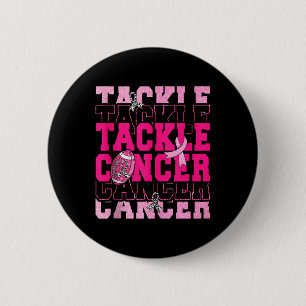 Badge Rond 5 Cm Tackle de football Ruban rose Sensibilisation au c