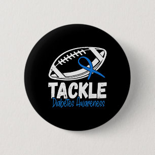 Badge Rond 5 Cm Tackle Diabetic Blue Sensibilisation au diabète de