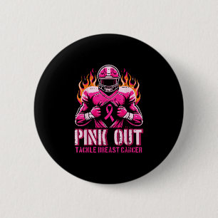 Badge Rond 5 Cm Tackle rose cancer du sein football conscient homm