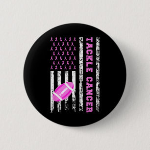Badge Rond 5 Cm Tackll Footll rose Ribbon Sensibilisation au cance