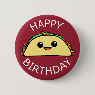 Badge Rond 5 Cm Taco mignon de joyeux anniversaire