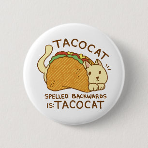 BADGE ROND 5 CM TACOCAT CAT ANIMAL IN TACO CARTOON