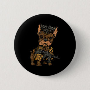 Badge Rond 5 Cm Tactical Frenchie Drôle de chien Bouledogue avec N