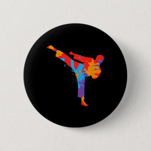 Badge Rond 5 Cm Taekwondo Colorée Arts Martiaux Enfants Hommes Gar