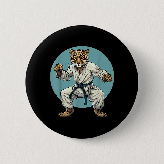 Badge Rond 5 Cm Taekwondo Leopard Kickboxing Animall Jiu-Jitsu (Devant)