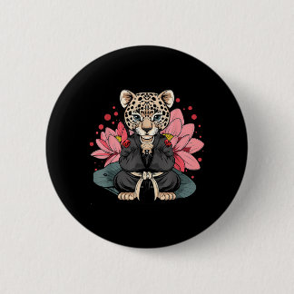 Badge Rond 5 Cm Taekwondo Leopard Kickboxing Animall Jiu-Jitsu