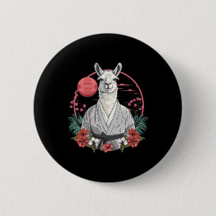 Badge Rond 5 Cm Taekwondo Llama Kickboxing Taekwondo Floral Llama