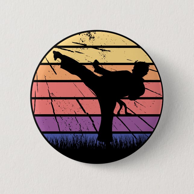 Badge Rond 5 Cm Taekwondo Martial Art Master Black Belt Design (Devant)