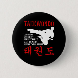 Badge Rond 5 Cm Taekwondo Tenets Martial Arts