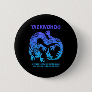 Badge Rond 5 Cm Taekwondo TKD Tae Kwon Do Art Dragon Arts Martiaux