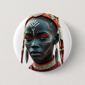 Badge Rond 5 Cm Tag de beauté tribale africaine de Regal | Afrocen