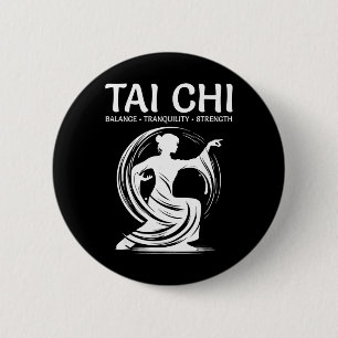 Badge Rond 5 Cm Tai Chi Qigong Grue Arts Martiaux Yoga Méditation