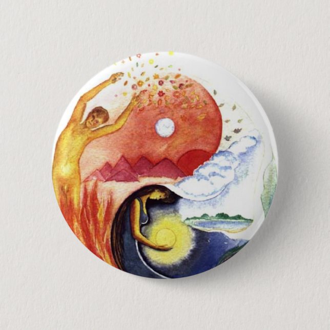 Badge Rond 5 Cm Taijitu illustrant la polarité (Devant)