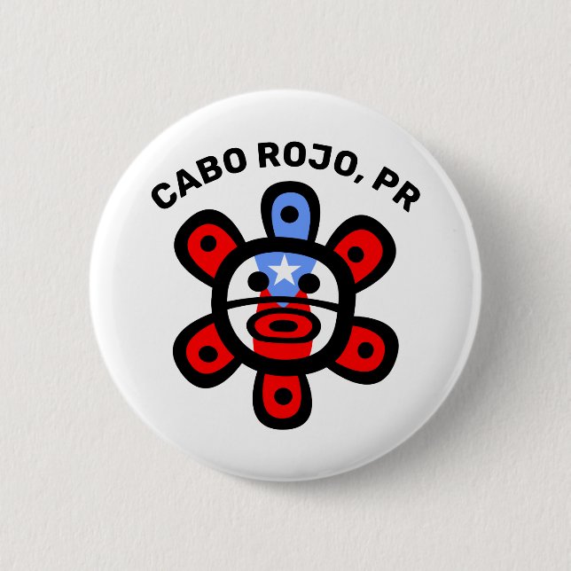 Badge Rond 5 Cm Taino Sun Drapeau Porto Rico Custom Town (Devant)