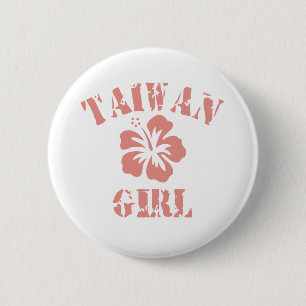 Badge Rond 5 Cm Taïwan : Une fille rose