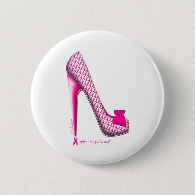 Badge Rond 5 Cm Talon de ruban de rose de conscience de cancer du (Devant)