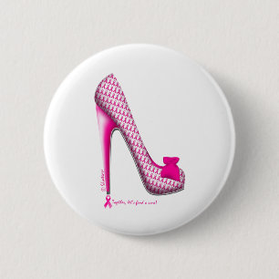 Badge Rond 5 Cm Talon de ruban de rose de conscience de cancer du