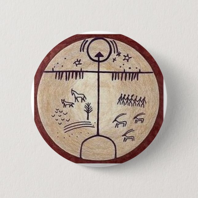 Badge Rond 5 Cm Tambour de chaman de Turkic (Devant)