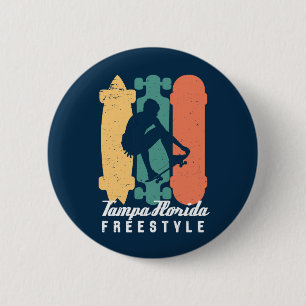 Badge Rond 5 Cm Tampa Florida Retro Skateboard Freestyle