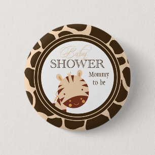 Badge Rond 5 Cm Tan + bouton brun de baby shower de garçons de