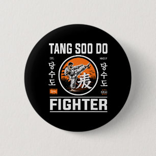 Badge Rond 5 Cm Tang Soo Do Fighter - Pour Le Ventilateur Du Karat