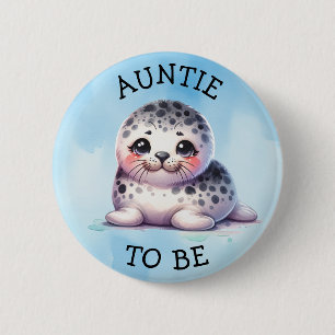 Badge Rond 5 Cm Tante à   Baby shower d'hiver polaire arctique