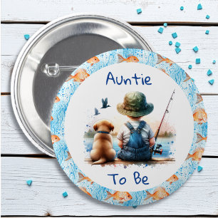 Badge Rond 5 Cm Tante à être   Baby shower à thème de la pêche