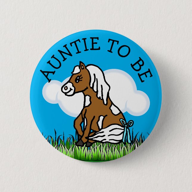 Badge Rond 5 Cm Tante à être Baby shower animal de ferme thème (Devant)