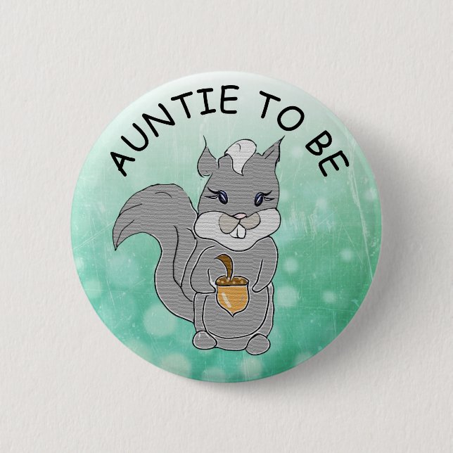 Badge Rond 5 Cm Tante à être, Baby shower Button Little Raccoon (Devant)