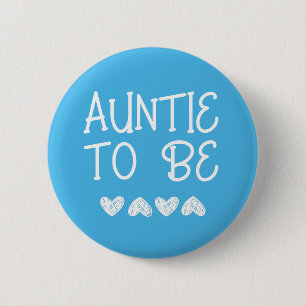 Badge Rond 5 Cm Tante à être Bleu Coeurs Baby shower Bouton