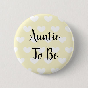 Badge Rond 5 Cm Tante à être Coeurs Jaunes Baby shower Bouton
