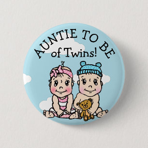 Badge Rond 5 Cm Tante à être de jumeaux, Baby shower bouton