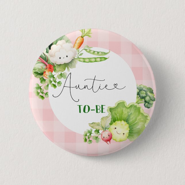 Badge Rond 5 Cm Tante à être des légumes rose localement cultivé b (Devant)