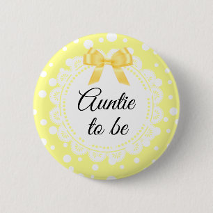 Badge Rond 5 Cm Tante À Être Jaune Polka Point Douche Bouton