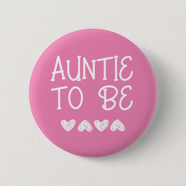 Badge Rond 5 Cm Tante à être rose Coeurs Baby shower Bouton (Devant)