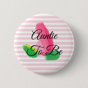 Badge Rond 5 Cm Tante à être Rosebud Baby shower rose bouton