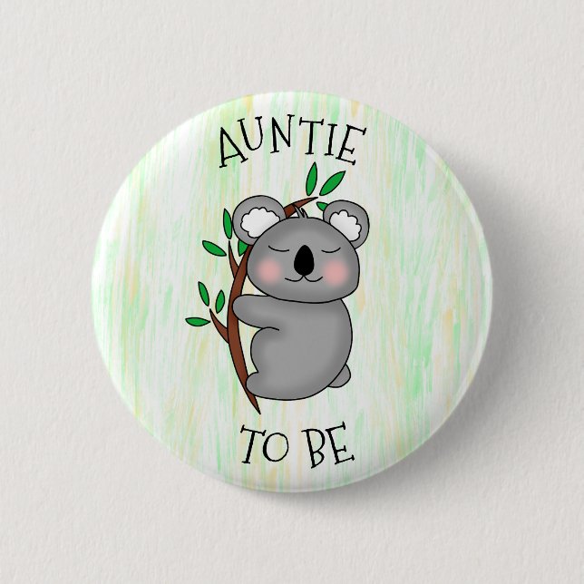 Badge Rond 5 Cm Tante | Baby shower à thème Koala (Devant)