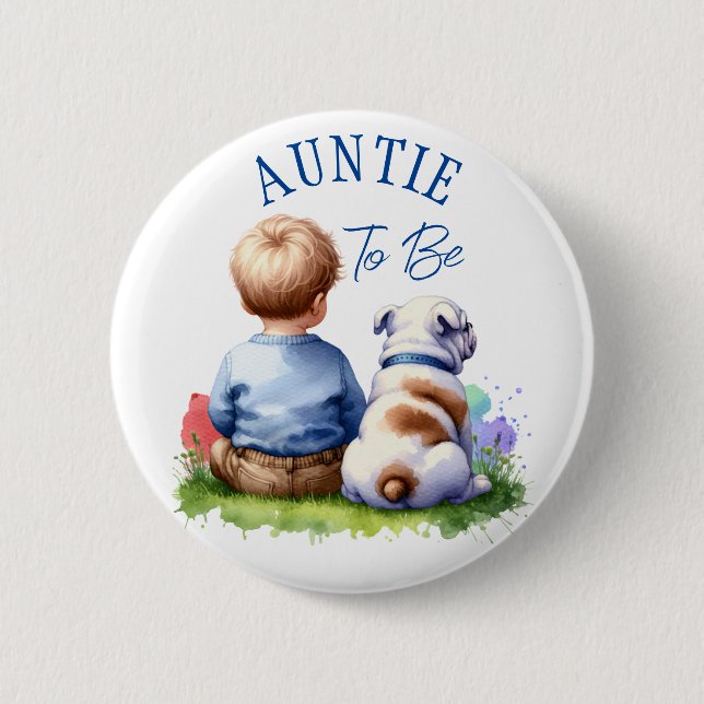 Badge Rond 5 Cm Tante | Baby shower Baby and Bulldog (Devant)
