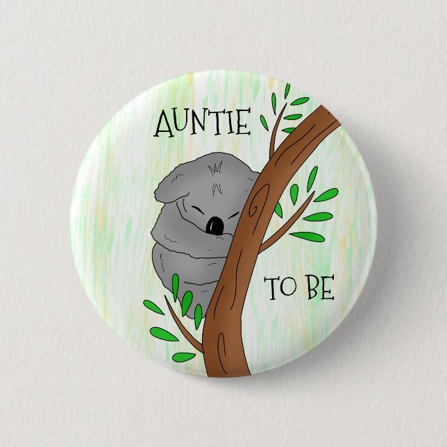 Badge Rond 5 Cm Tante | Baby shower Koala (Devant)