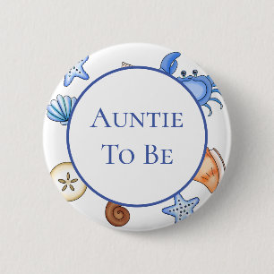 Badge Rond 5 Cm Tante   Baby shower sur le thème de la plage