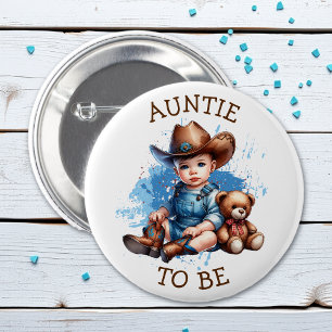 Badge Rond 5 Cm Tante Baby shower Western Baby Cowboy