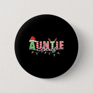 Badge Rond 5 Cm Tante Claus Feux de Noël Lumières Pyjama Famille M